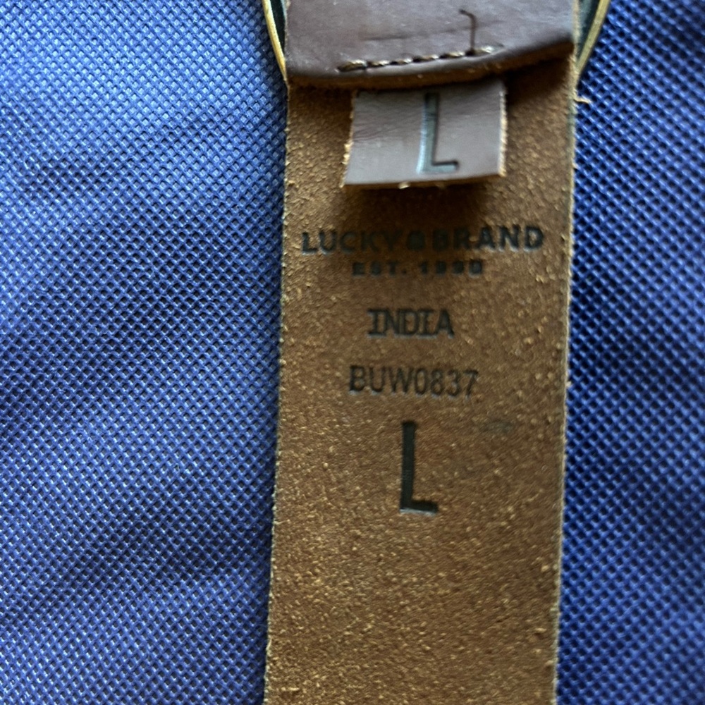 Lucky Brand Brown Leather Belt with Ivory Embroidered Floral Motif - Picture 2 of 9